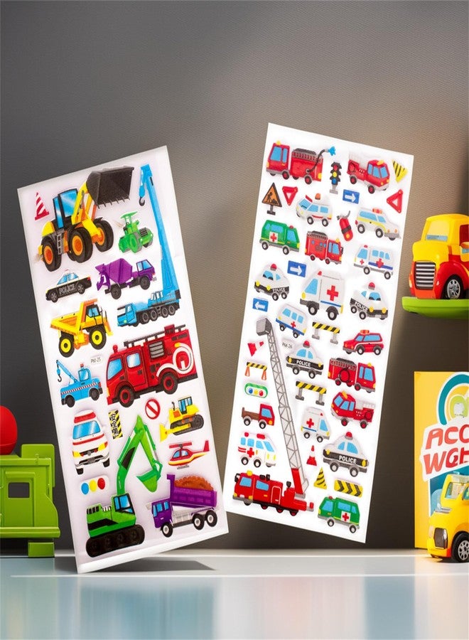 imnext2u 3D Puffy Stickers for Kids Reusable Car Sticker for Toddler, Boys, Girls Includes Truck Construction Tractor - 4 Sheets (Vehicle) - Image 2